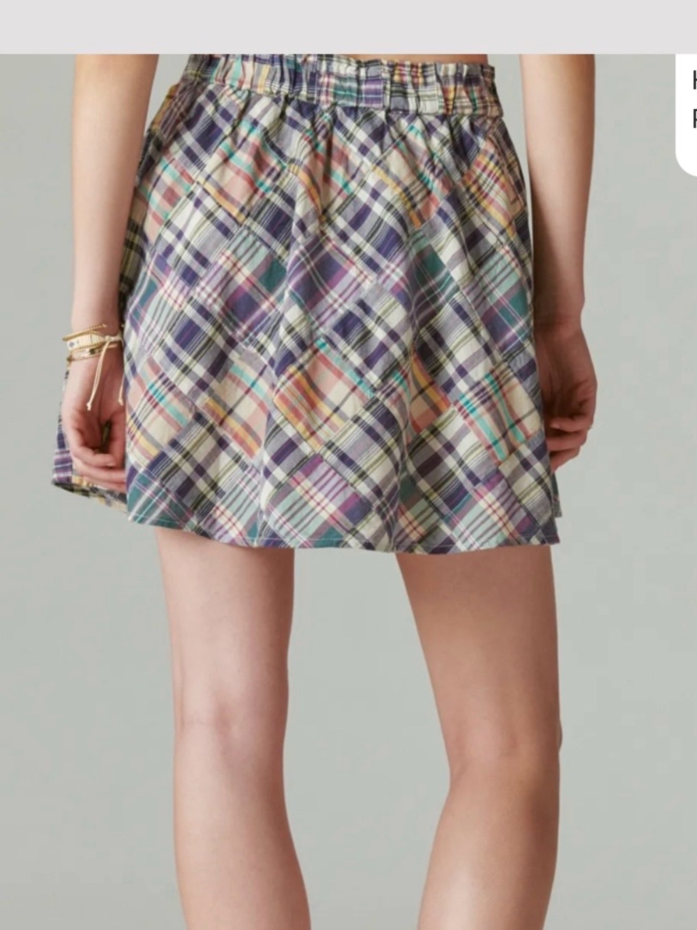 Lucky Brand 100% Cotton Madras Skirt in Heritage Patchwork - Picture 4 of 5